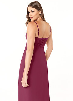 Azazie Justina Brautjungfernkleider A-Linie Herzausschnitt Chiffon Kleid Maulbeerrot image6
