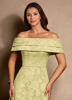 Azazie New Britain Mother of the Bride Dresses Lemon Sorbet A-Line Pleated Floral Burnout Dress image5