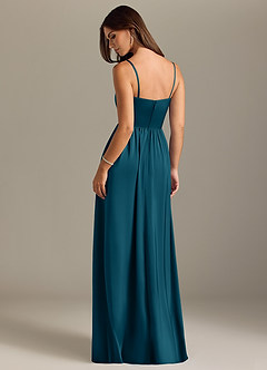 Azazie Calianna Bridesmaid Dresses Ink Blue A-Line Off the Shoulder Stretch Satin Convertible Dress image2
