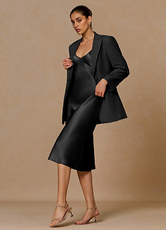 front Margaret Black Cotton Linen Blend Blazer