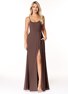 Azazie Moira Bridesmaid Dresses Ganache A-Line Scoop Chiffon Dress image1