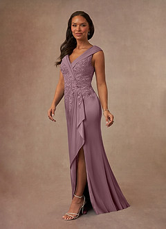 Azazie Calathea Mother of the Bride Dresses Dusty Rose A-Line Lace Dress image2