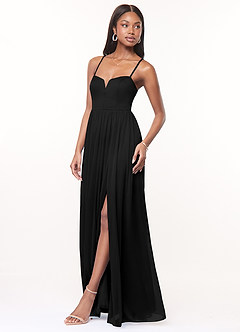 Azazie Marsol Bridesmaid Dresses Black A-Line Corset Mesh Dress image3
