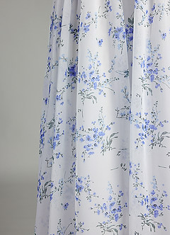 Azazie Keyla Bridesmaid Dresses Blue Cottage Floral A-Line V-Neck Pleated Chiffon Dress image8