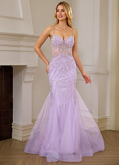 Josepheas Light Purple Beading Tulle Mermaid Corset Prom Dress image7