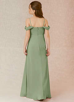 Azazie Kaitlynn Junior Pistachio A-Line Off the Shoulder Chiffon Dress image2