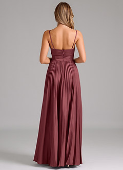 Azazie Akiko Bridesmaid Dresses Merlot A-Line Sweetheart Neckline Stretch Satin Dress image2