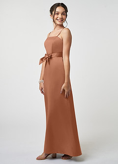 Azazie Anina Junior Robe Trapèze en Satin extensible Arc Bronze image4