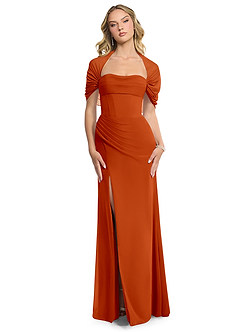 Azazie Zia Bridesmaid Dresses Paprika Sheath Side Slit Chiffon Convertible Dress image1