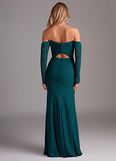 Azazie Hallie Bridesmaid Dresses Pine Mermaid Long Sleeve Chiffon Dress image8