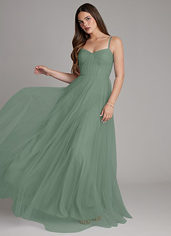 Azazie Teagan Robes de demoiselle d'honneur Robe Trapèze en Tulle Encolure en Forme de Cœur Sauge D'argent image3