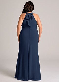Azazie Doretta Bridesmaid Dresses Dark Navy Mermaid Pleated Chiffon Dress image7
