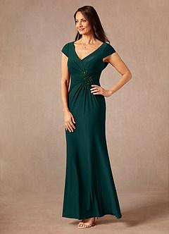 Azazie Marybeth Mother of the Bride Dresses Pine Dark Green Mermaid V-Neck Sequins Lace Dress image3