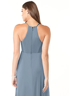 Azazie Annabelle Maternity Bridesmaid Dresses A-Line V-Neck Pleated Mesh Floor-Length Dress image3