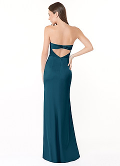 Azazie Leonis Bridesmaid Dresses Ink Blue Mermaid Pleated Stretch Satin Convertible Dress image6