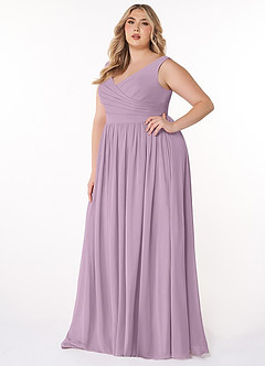 Azazie Keyla Bridesmaid Dresses Wisteria A-Line V-Neck Pleated Chiffon Dress image8