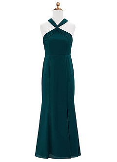 Azazie Rue Junior Pine Mermaid Side Slit Chiffon Dress image6