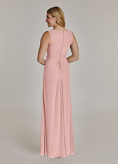 Azazie Manuella Mère de la mariée Robes Robe Trapèze en Mousseline de soie Col V plissé Rose Poudré image6