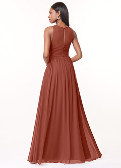 Azazie Nina Bridesmaid Dresses Auburn A-Line Pleated Chiffon Dress image2