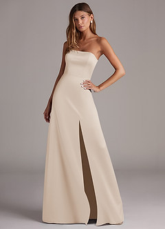 Azazie Wren Bridesmaid Dresses White Alabaster A-Line Strapless Stretch Satin Convertible Dress image3