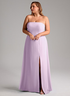 Azazie Wren Jurken voor bruidsmeisjes Converteerbaar Jurk van Chiffon met A-Lijn Zijsplit Frosted Lila image10