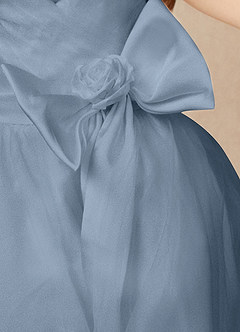 Azazie Dito Vente Finale Robe Trapèze en Tulle Plissée Bleu Poussiéreux image4