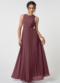 Azazie Lindie Junior Sangria A-Line Pleated Chiffon Dress image1
