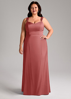 Azazie Denice Bridesmaid Dresses Antique Rose Sheath Pleated Stretch Satin Dress image8