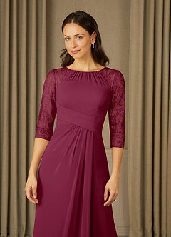 Azazie Zolla Mulberry A-Line Lace Chiffon Dress | Azazie