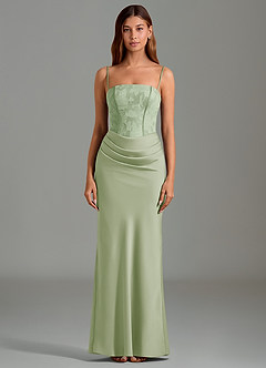 Azazie Emilia Bridesmaid Dresses Dusty Sage Mermaid Strapless Stretch Satin Dress image5
