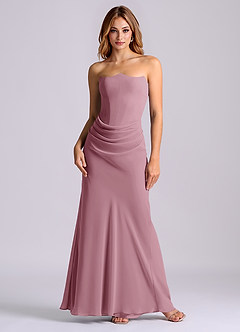 Azazie Debby Bridesmaid Dresses Vintage Mauve Mermaid Strapless Chiffon Dress image1
