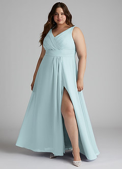 Azazie Karina Bridesmaid Dresses Mist A-Line Pleated Chiffon Dress image6