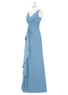 Azazie Julianna Jurken voor bruidsmeisjes Jurk van Chiffon met A-Lijn Staal Blauw image8