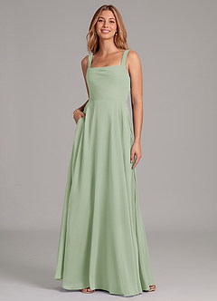 Azazie Shaude Bridesmaid Dresses Dusty Sage A-Line Pleated Chiffon Dress image3
