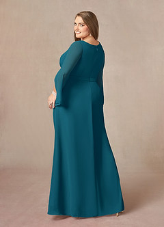 Azazie Belinda Mother of the Bride Dresses Ink Blue A-Line V-Neck Pleated Chiffon Dress image9