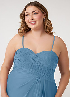 Azazie Arabella Allure Robes de demoiselle d'honneur Robe Trapèze Convertible en Mousseline de soie Encolure en Forme de Cœur Acier Bleuté image18