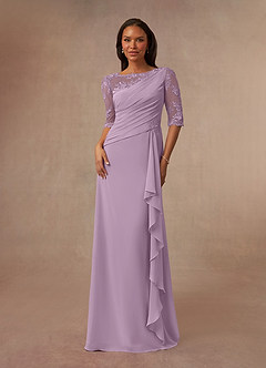 Azazie Dionysus Mother of the Bride Dresses Wisteria A-Line Boatneck Lace Chiffon Dress image1