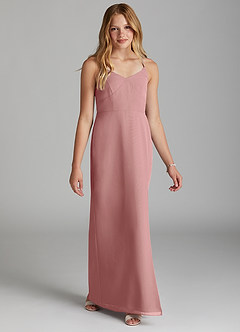 Azazie Becca Junior Robe Sirène en Mousseline de soie Rose Poussiéreuse image5