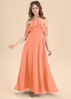 Azazie Tessabelle Junior Jurk van Chiffon met A-Lijn Off the Shoulder Zonsondergang image6
