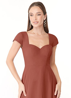 Azazie Hainsly Bridesmaid Dresses Auburn A-Line Sweetheart Neckline Chiffon Dress image5