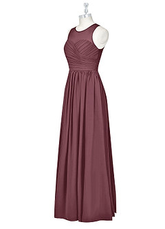 Azazie Nina Bridesmaid Dresses Sangria A-Line Pleated Chiffon Dress image8