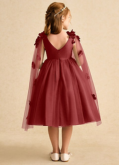 Azazie Staria Robe Demoiselle D'honneur Fillette Robe Princesse en Tulle Rayé Rouille image2