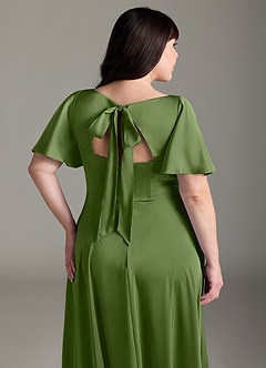 Azazie Kimber Bridesmaid Dresses Juniper A-Line Ruched Stretch Satin Dress image12