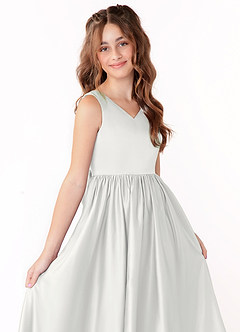 Azazie Hathaway Junior Jurk van Stretch Satijn met A-Lijn Boog Wit image5