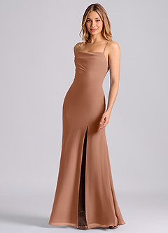 Azazie Grata 신부 들러리 드레스 인어 주름진 쉬폰 바닥 길이 드레스 image5