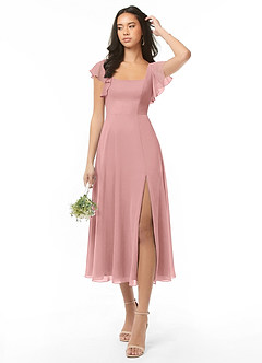 Azazie Bondi Bridesmaid Dresses Dusty Rose A-Line Ruched Chiffon Dress image1