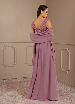 Azazie Amethyst Mother of the Bride Dresses Vintage Mauve A-Line V-Neck Sequins Chiffon Dress image2