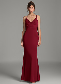 Azazie Zari Bridesmaid Dresses Burgundy Mermaid Pleated Mesh Dress image3