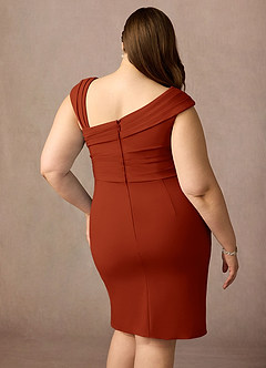 Azazie Cecily Mother of the Bride Dresses Rust Sheath Stretch Crepe Dress image12