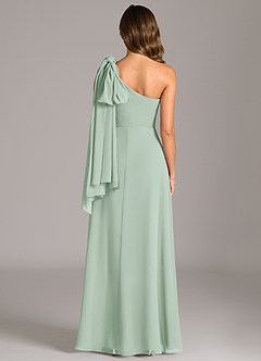 Azazie Tella Bridesmaid Dresses Agave A-Line One Shoulder Chiffon Dress image7